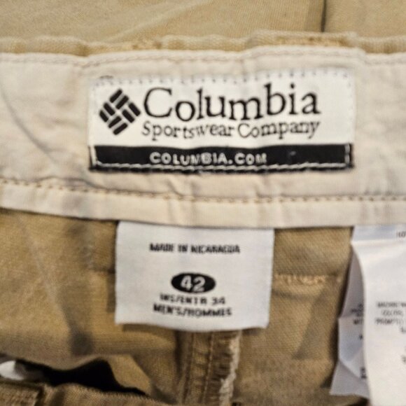 Columbia Kahki Pants Mens 42 Tan Cargo Zip pocket office casual casual outdoor g - Picture 10 of 13